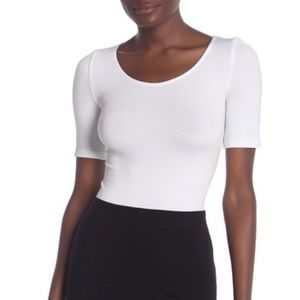 Wolford Opaque Bodysuit Ivory Short Sleeve M NEW